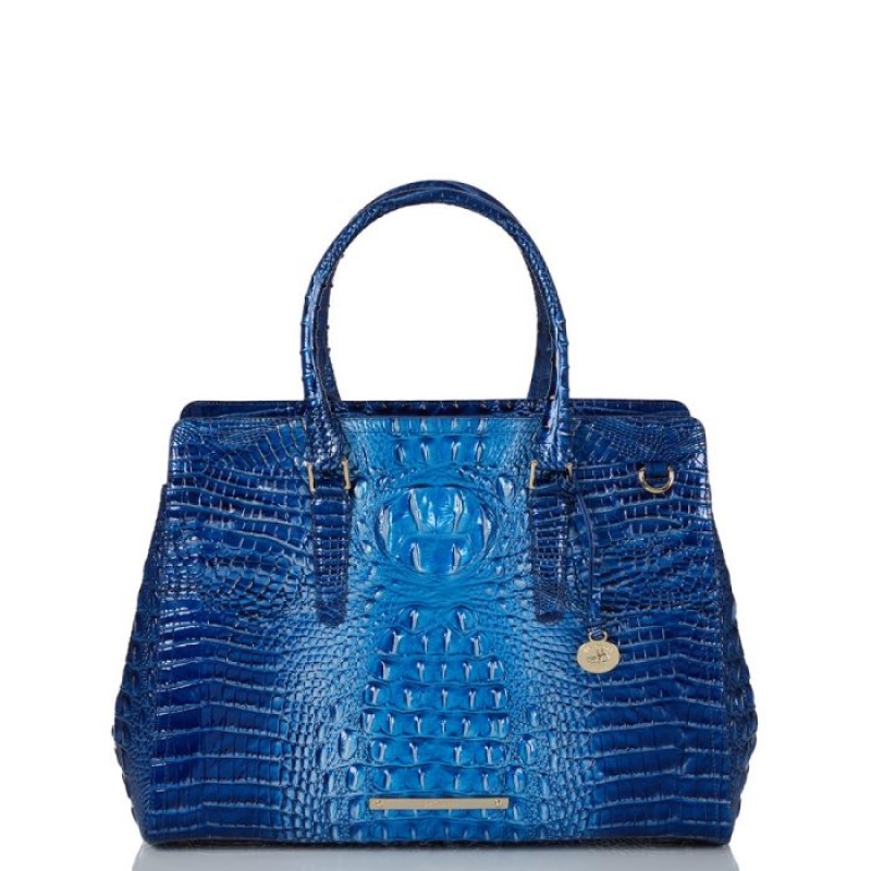 Women\'s Brahmin Finley Carryall Satchel Bags Blue | WEJL6239