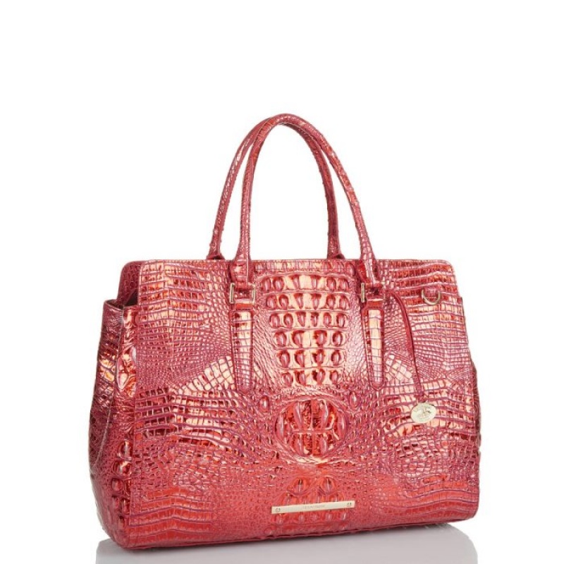 Women's Brahmin Finley Carryall Satchel Bags Red | JSNX9285