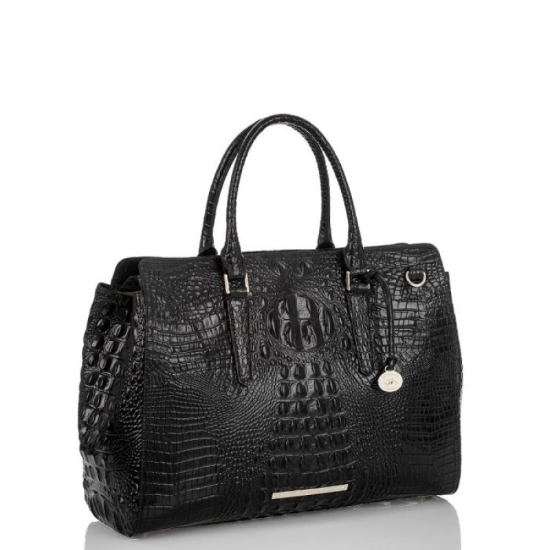 Women's Brahmin Finley Carryall Satchel Bags Black | KCHZ2671