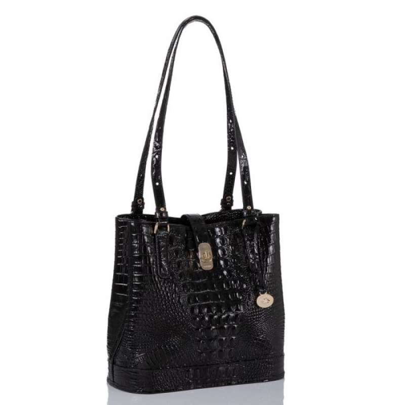 Women's Brahmin Fiora Bucket Bags Black | QTPE6863