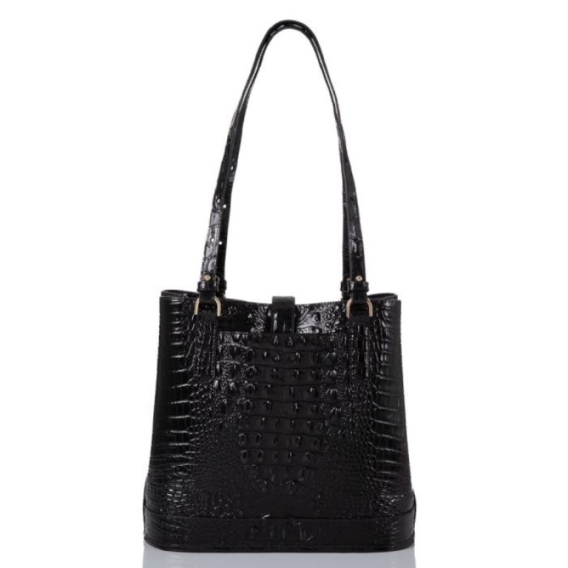 Women's Brahmin Fiora Bucket Bags Black | QTPE6863