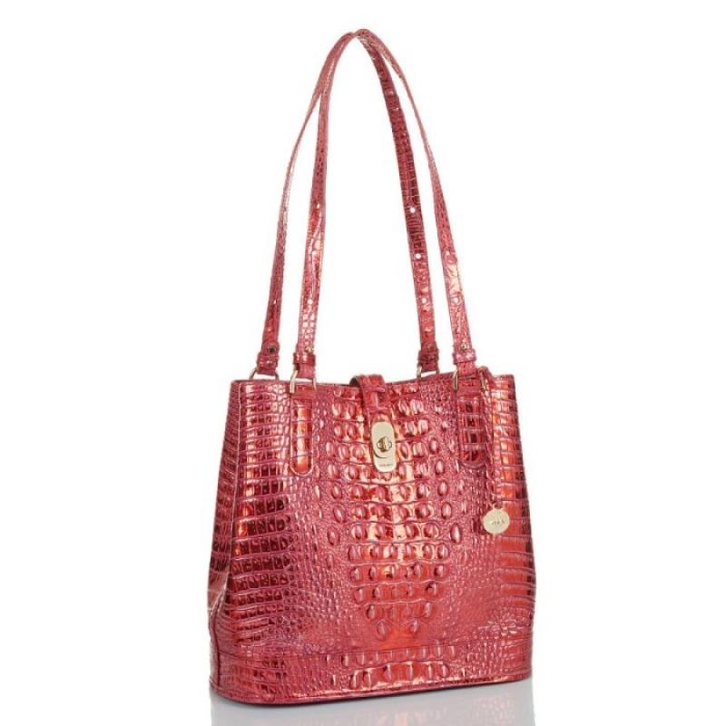 Women's Brahmin Fiora Bucket Bags Red | AQCO1568