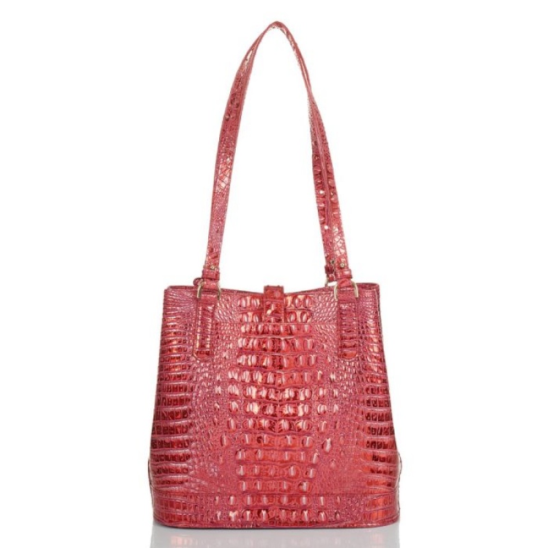 Women's Brahmin Fiora Bucket Bags Red | AQCO1568