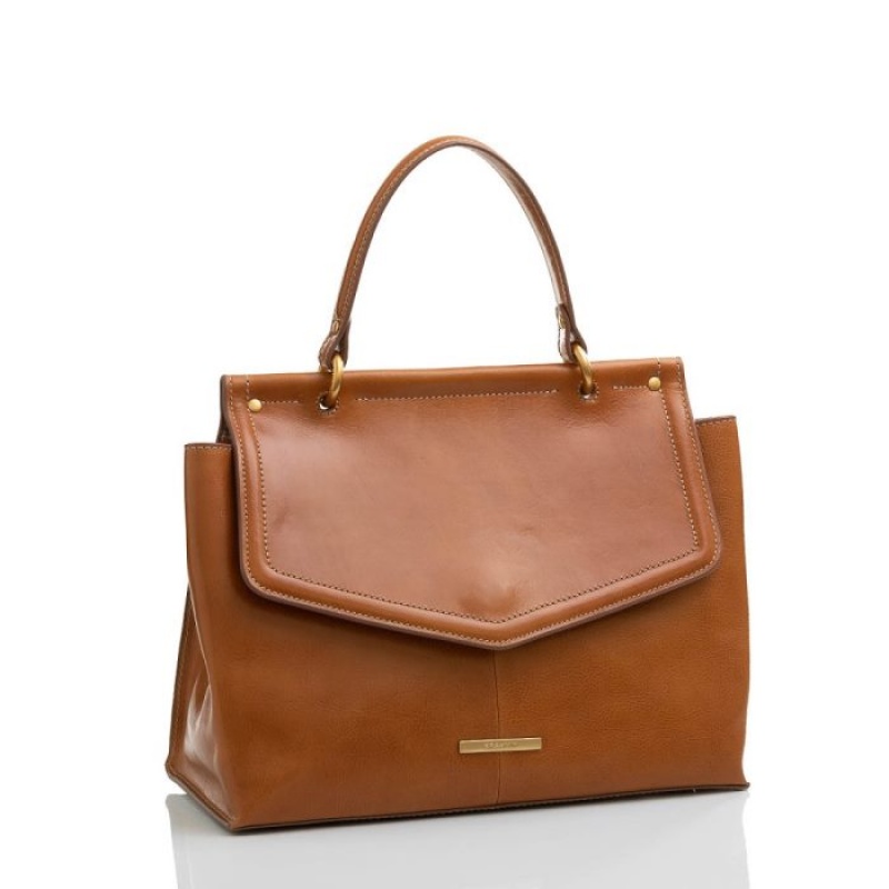 Women's Brahmin Georgia Satchel Bags Caramel Odin | XCIN7557