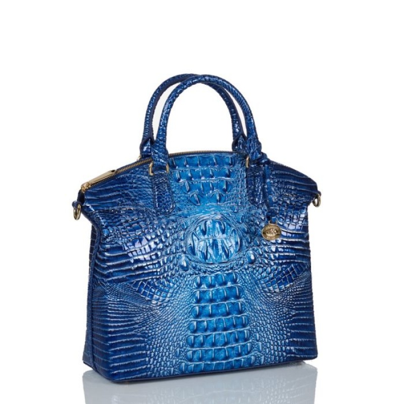 Women's Brahmin Large Duxbury Satchel Satchel Bags Blue | GNOJ3890