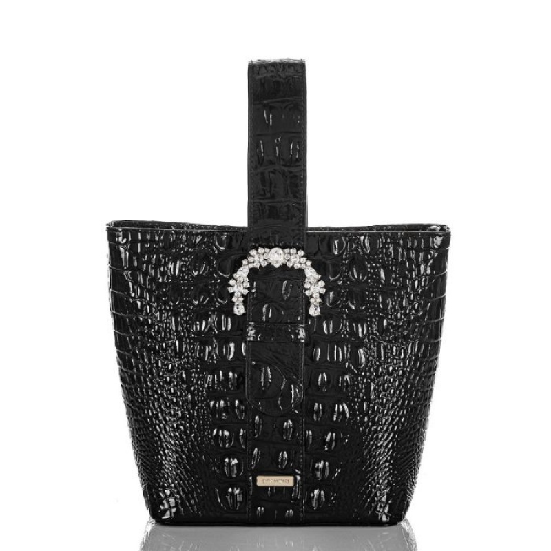 Women\'s Brahmin Luxe Faith Bucket Bags Black | FQIO6203