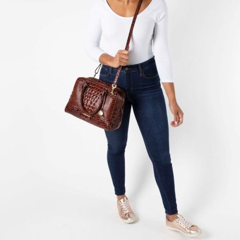 Women's Brahmin Marissa Satchel Bags Pecan Melbourne | ZSRK7165