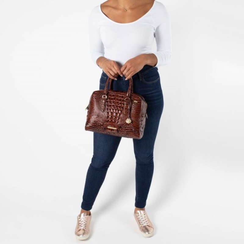 Women's Brahmin Marissa Satchel Bags Pecan Melbourne | ZSRK7165