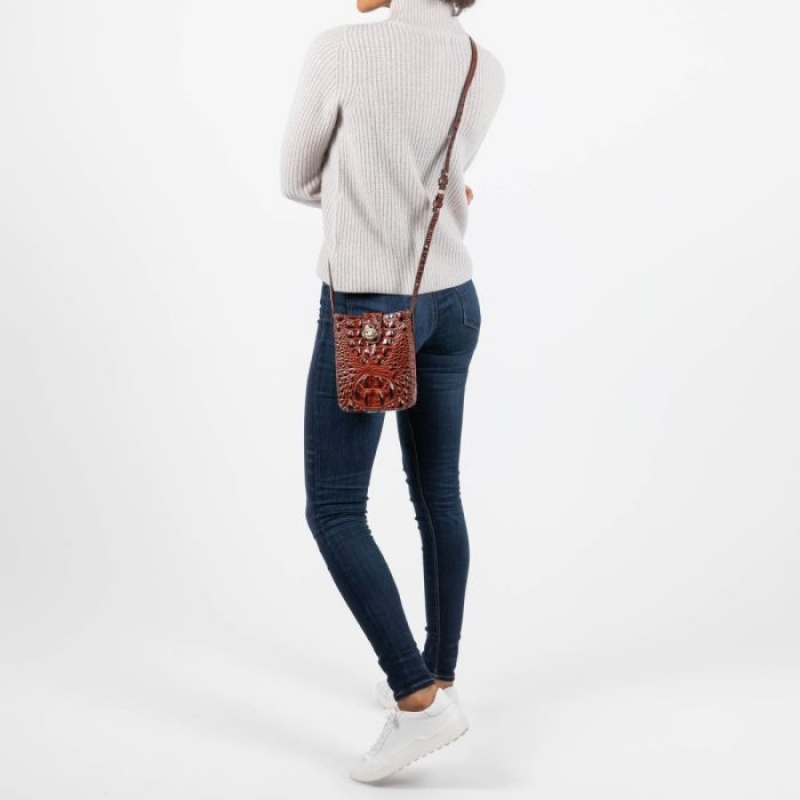 Women's Brahmin Marley Crossbody Bags Whiskey Topsail | RVFX5625