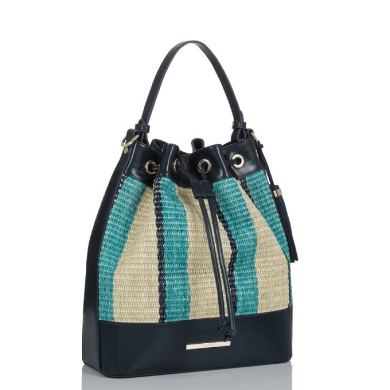 Women's Brahmin Marlowe Bucket Bags Navy | WNSN0915