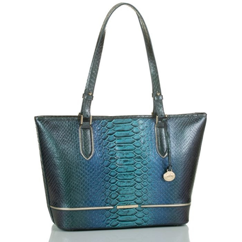 Women's Brahmin Medium Asher Tote Bags Blue | PMEL7318