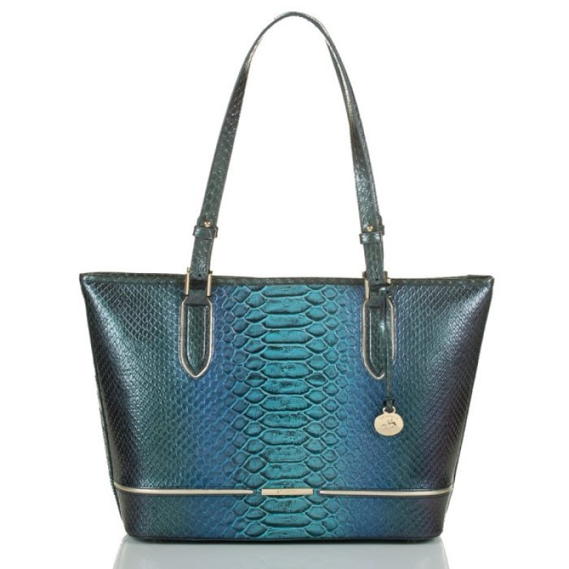 Women\'s Brahmin Medium Asher Tote Bags Blue | PMEL7318