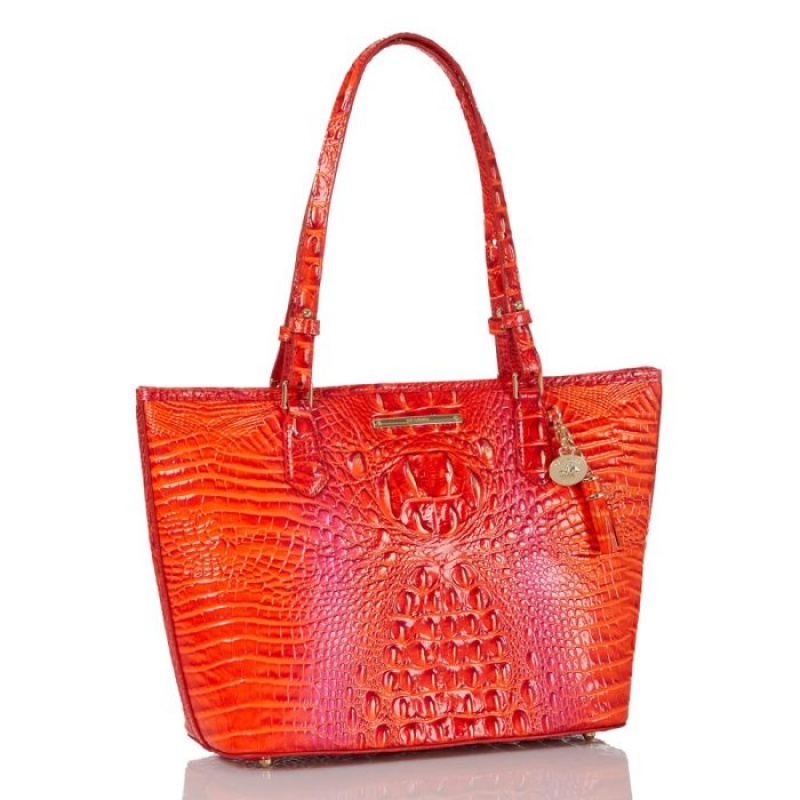 Women's Brahmin Medium Asher Tote Bags Flame Melbourne | JGAZ5535