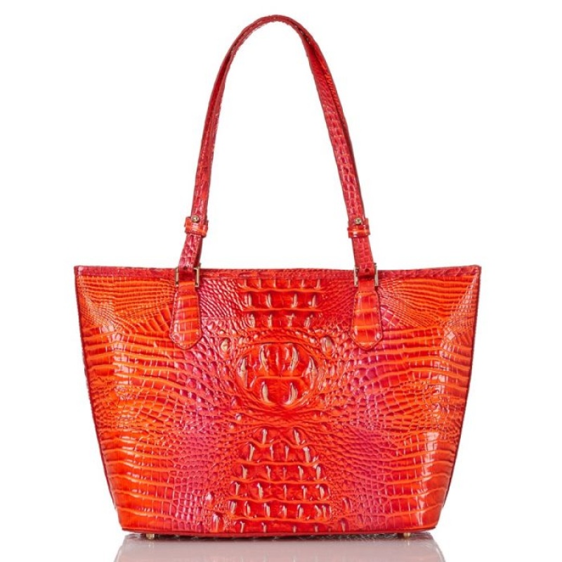 Women's Brahmin Medium Asher Tote Bags Flame Melbourne | JGAZ5535