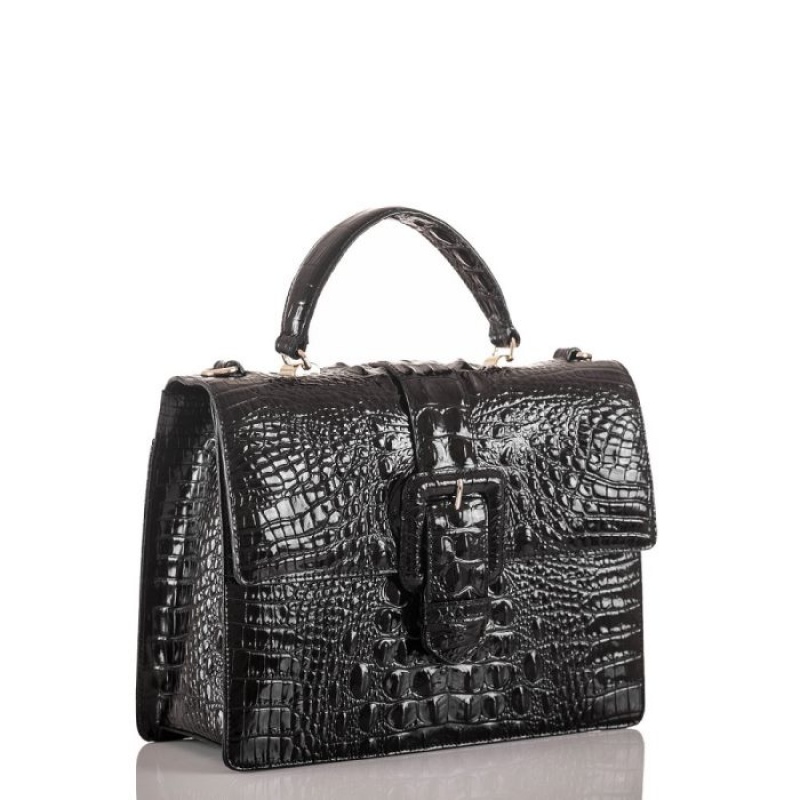 Women's Brahmin Medium Francine Satchel Bags Black | RVAN5147