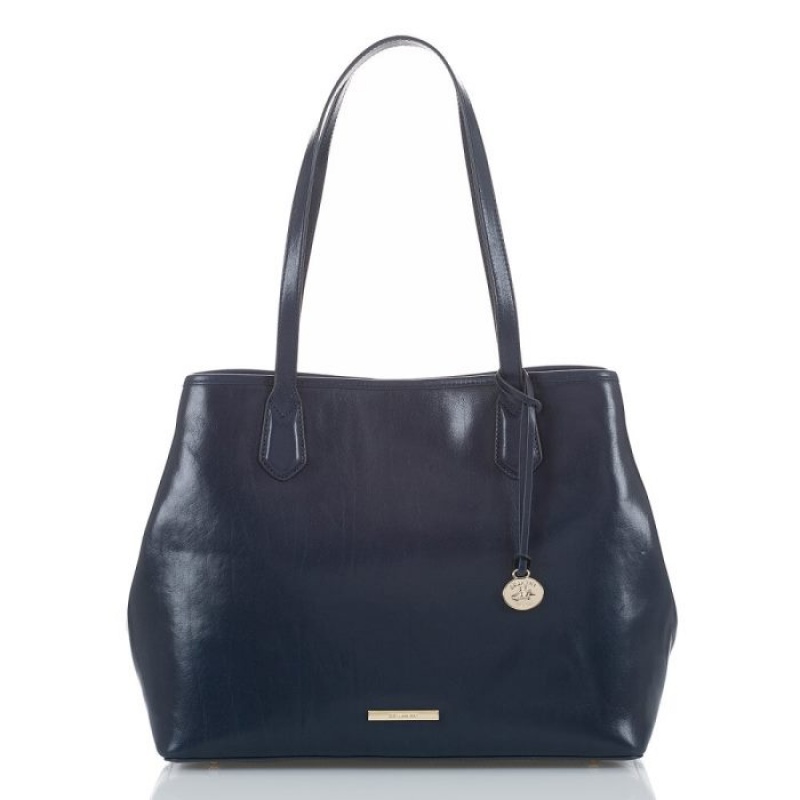 Women\'s Brahmin Medium Julian Tote Bags Navy | DROJ7015