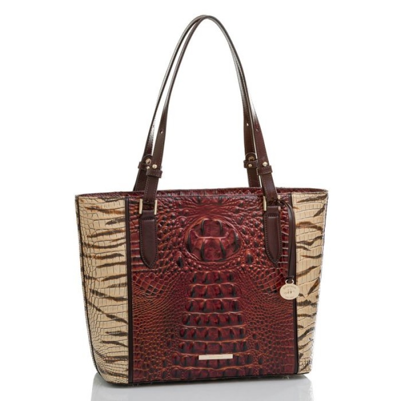 Women's Brahmin Medium Misha Tote Bags Feline Rizzo | XWTG4751