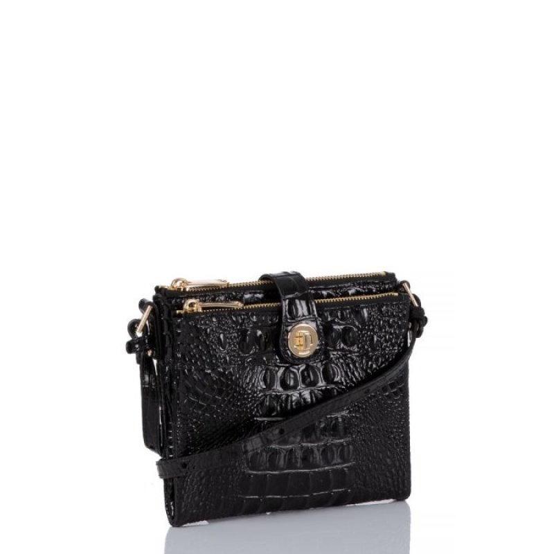 Women's Brahmin Mina Crossbody Bags Black | TLDK3363