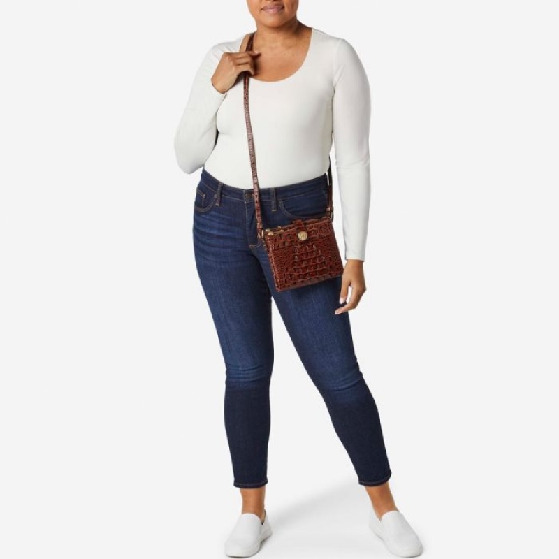 Women's Brahmin Mina Crossbody Bags Pecan Melbourne | MWAM5142