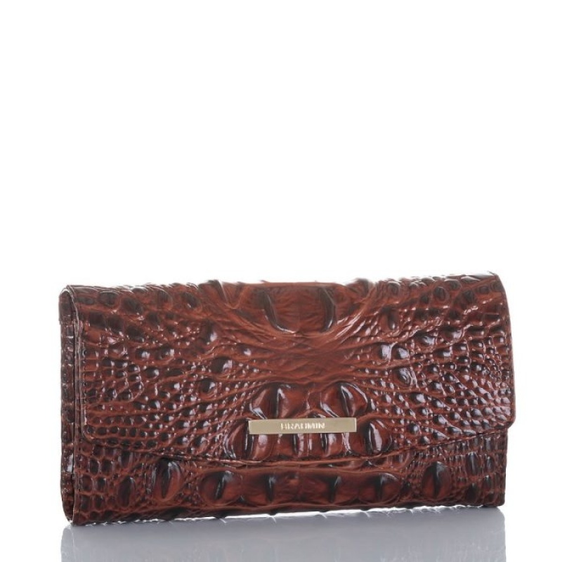 Women's Brahmin Modern Checkbook Wallet Wallets Pecan Melbourne | TMFD5509