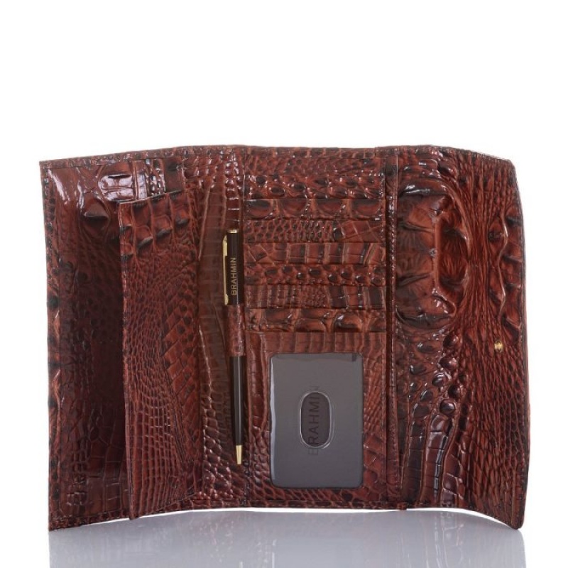 Women's Brahmin Modern Checkbook Wallet Wallets Pecan Melbourne | TMFD5509