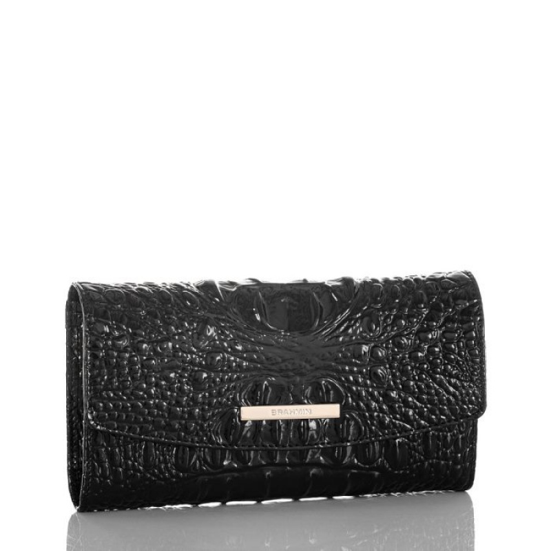 Women's Brahmin Modern Checkbook Wallet Wallets Black | PJYT7426