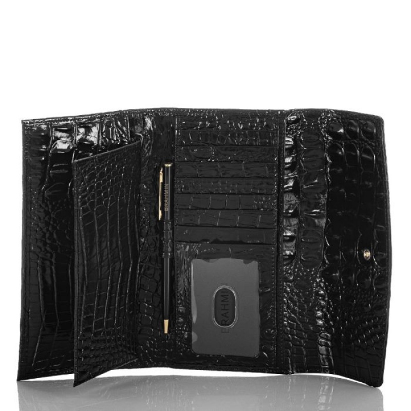 Women's Brahmin Modern Checkbook Wallet Wallets Black | PJYT7426