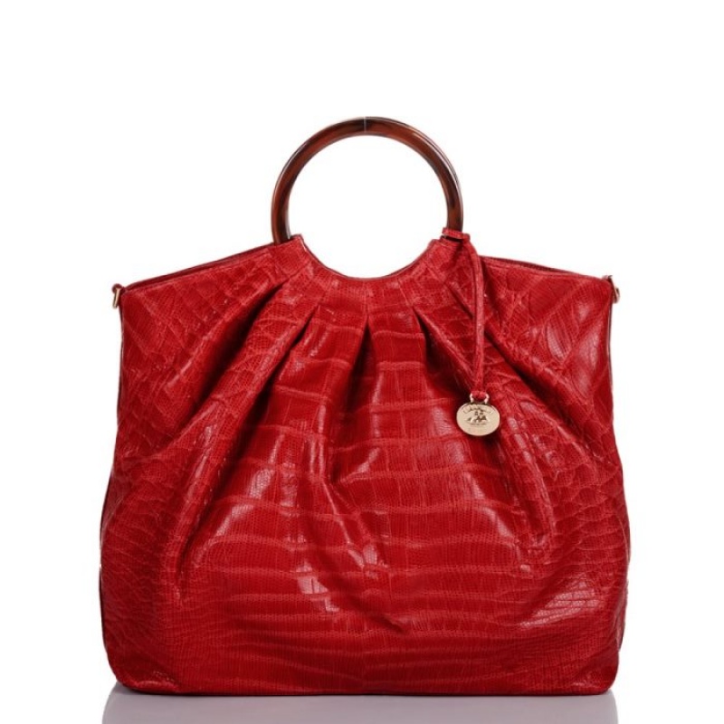 Women\'s Brahmin Renata Satchel Bags Red | IDEM6353