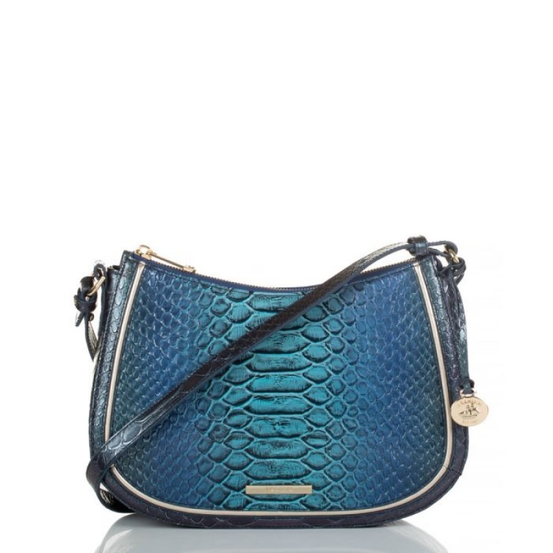 Women\'s Brahmin Shayna Crossbody Bags Blue | QRCW9032