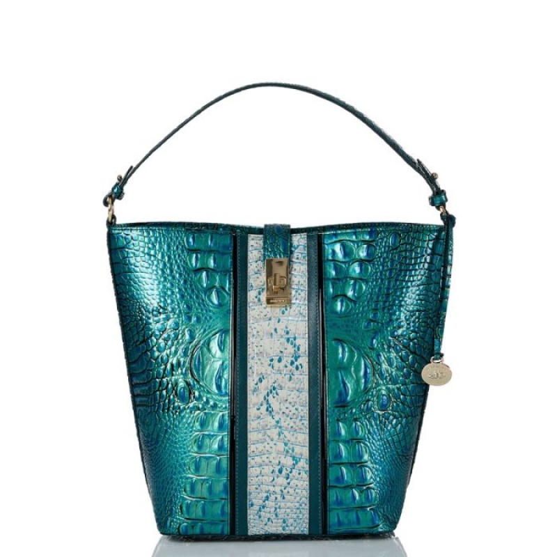 Women\'s Brahmin Shira Bucket Bags Peacock | EDWN9040