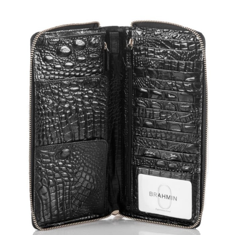 Women's Brahmin Skyler Wallets Black | NMFN1568