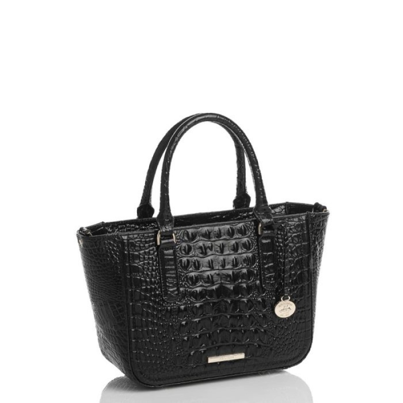 Women's Brahmin Small Ashlee Satchel Bags Black | VDEZ9204