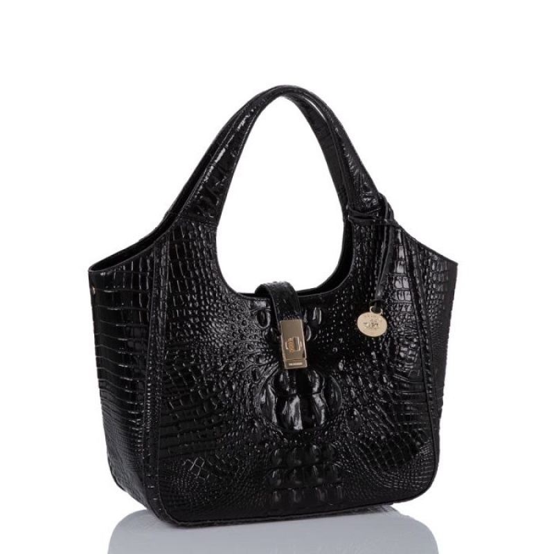 Women's Brahmin Small Carla Satchel Bags Black | LVME9701