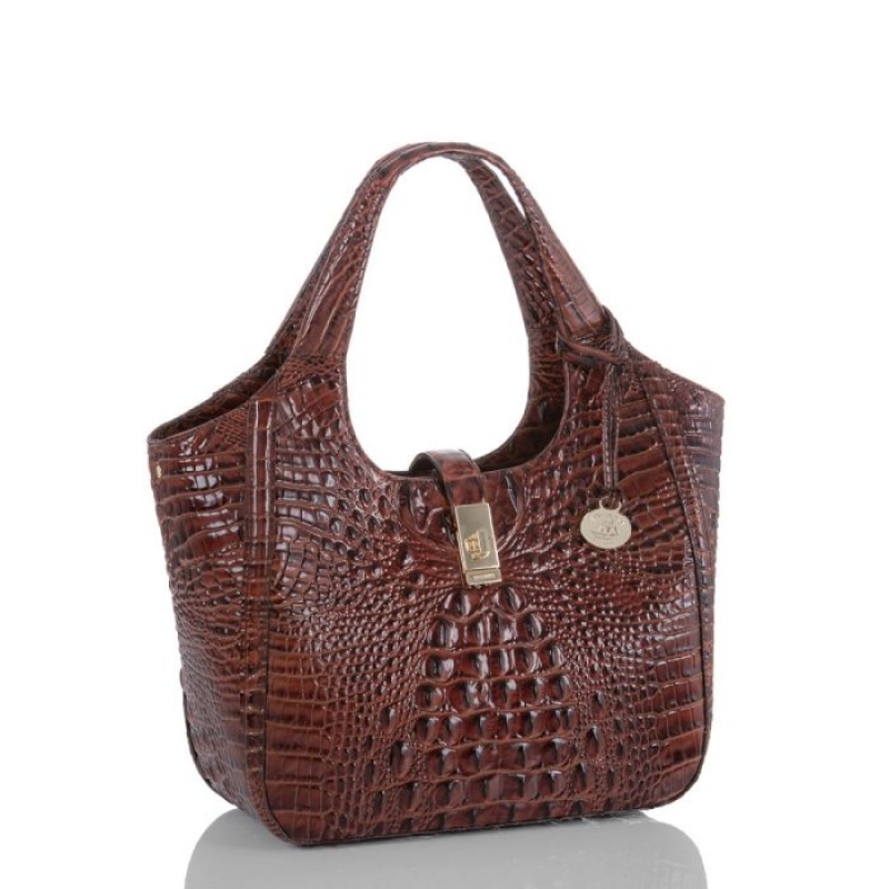 Women's Brahmin Small Carla Satchel Bags Pecan Melbourne | PQXW7746