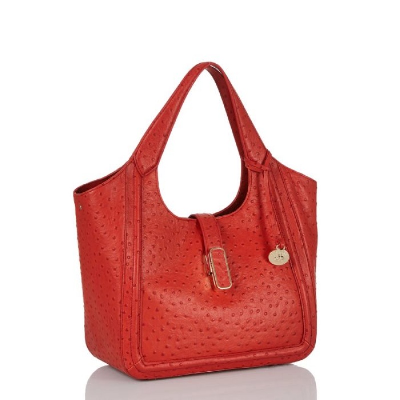 Women's Brahmin Small Carla Satchel Bags Flame Jemison | EDEJ7527