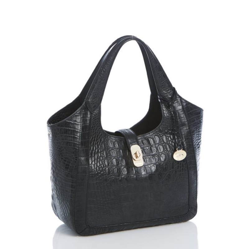 Women's Brahmin Small Carla Satchel Bags Black | HPVY4304