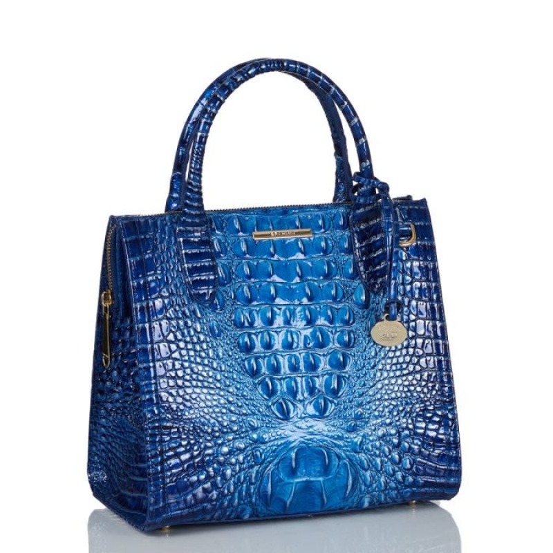 Women's Brahmin Small Caroline Satchel Bags Blue | PDXM1242