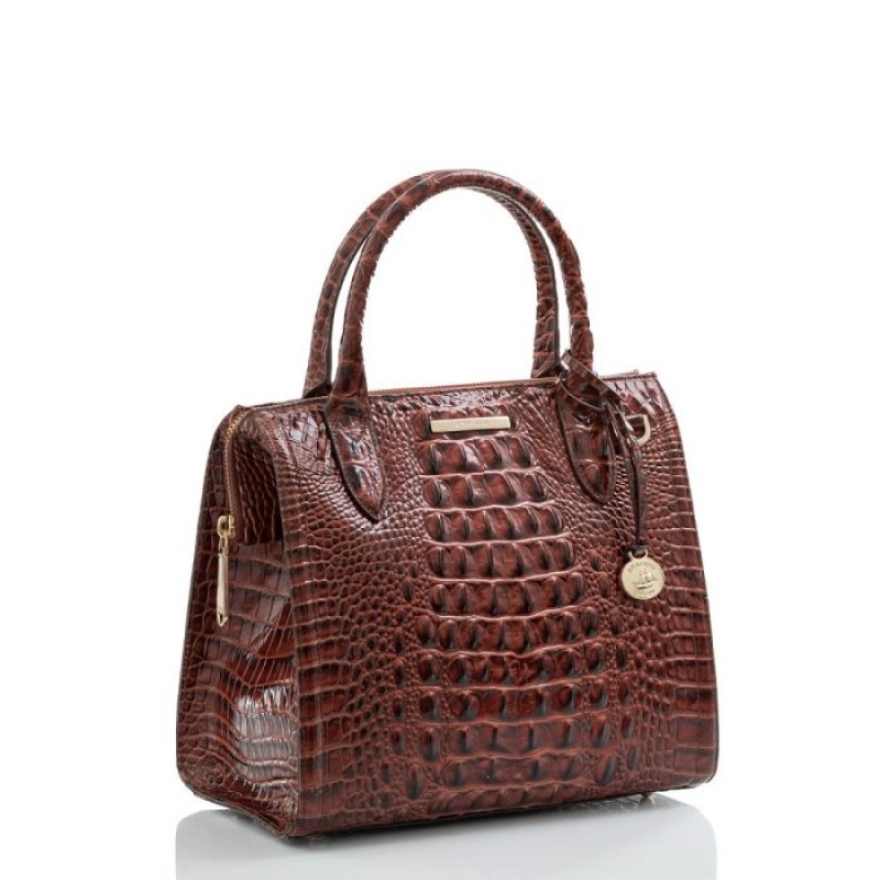 Women's Brahmin Small Caroline Satchel Bags Pecan Melbourne | CTNQ0292