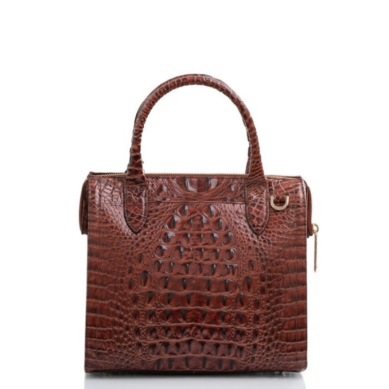 Women's Brahmin Small Caroline Satchel Bags Pecan Melbourne | CTNQ0292