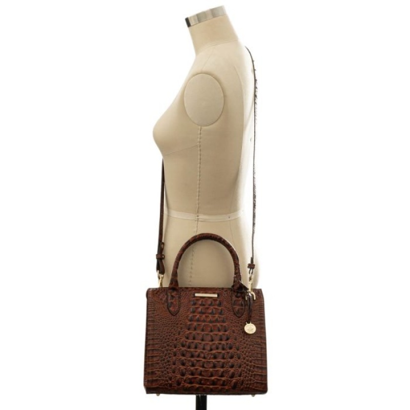 Women's Brahmin Small Caroline Satchel Bags Pecan Melbourne | CTNQ0292