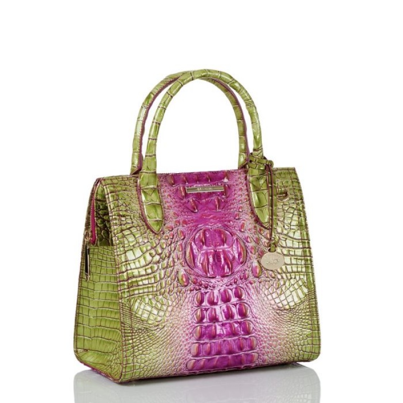 Women's Brahmin Small Caroline Satchel Bags Limeade Ombre Melbourne | IDLZ0832