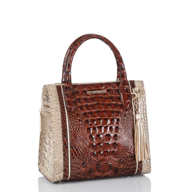 Women's Brahmin Small Caroline Satchel Bags Clay Caye | UPRA5787