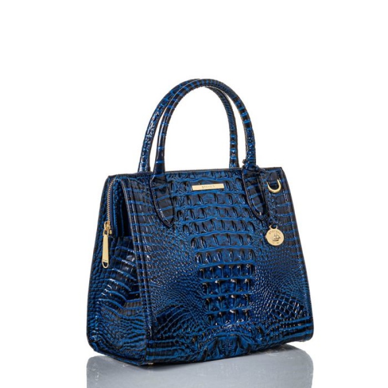 Women's Brahmin Small Caroline Satchel Bags Blue | NKAA7537