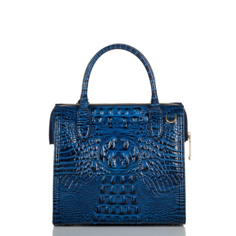 Women's Brahmin Small Caroline Satchel Bags Blue | NKAA7537