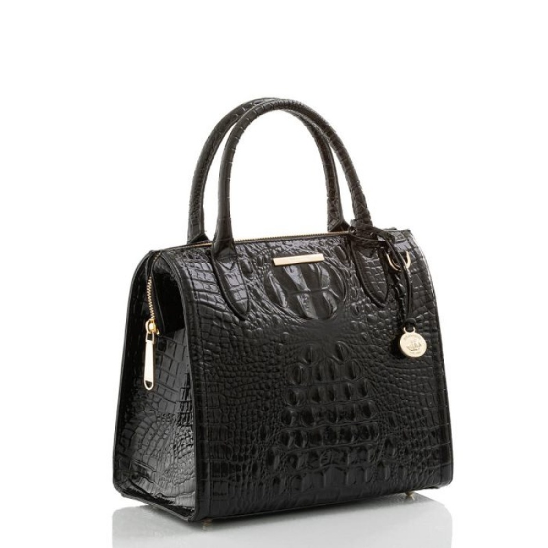 Women's Brahmin Small Caroline Satchel Bags Black | CCUI4471