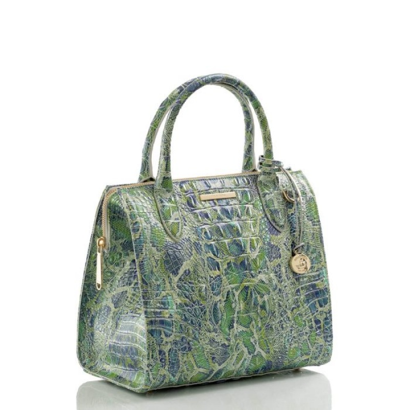 Women's Brahmin Small Caroline Satchel Bags Green | HFAA6058