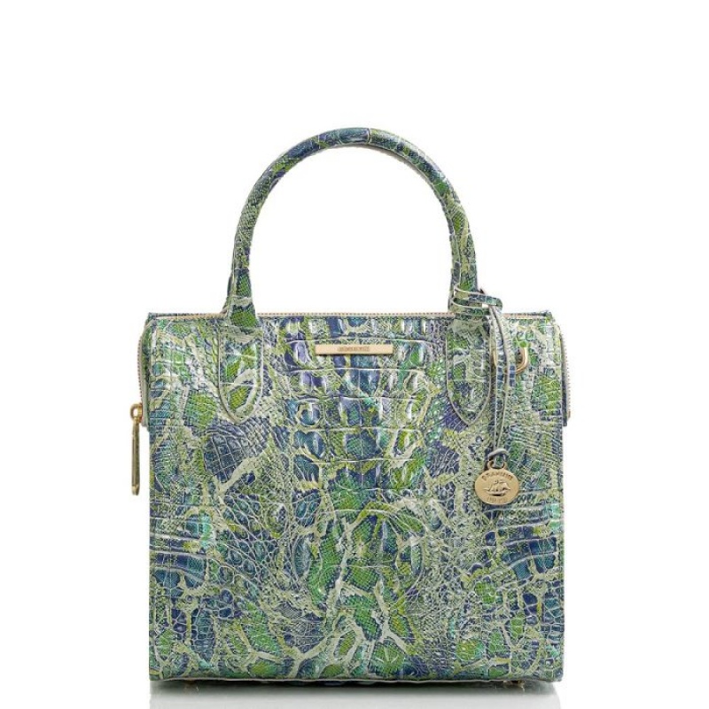 Women\'s Brahmin Small Caroline Satchel Bags Green | HFAA6058