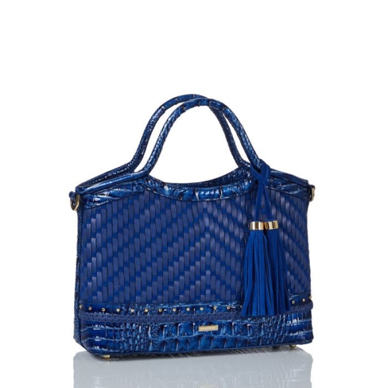 Women's Brahmin Small Elaine Satchel Bags Blue | MNAD5750