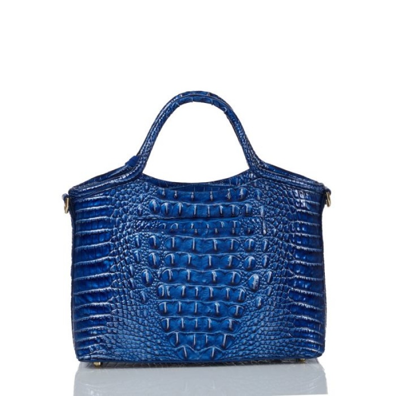 Women's Brahmin Small Elaine Satchel Bags Blue | MNAD5750