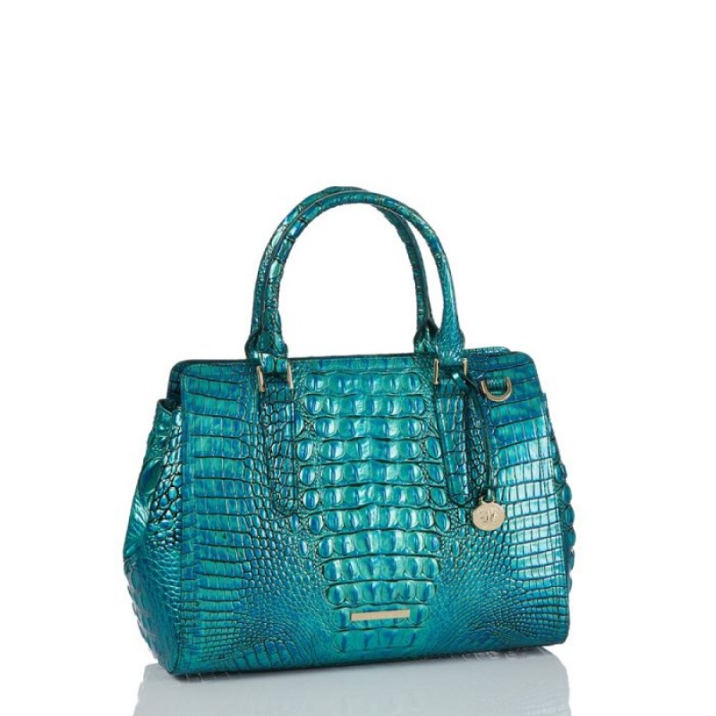 Women's Brahmin Small Finley Satchel Bags Peacock | PPHU9086